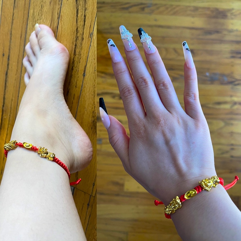 🆕📿 Korean Faux Gold Lucky Charm Bracelet + Anklet